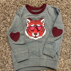 Cat & Jack Gray Sweatshirt with Tiger and Heart Accents